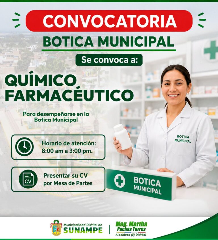Convocatoria Botica Municipal Químico Farmacéutico