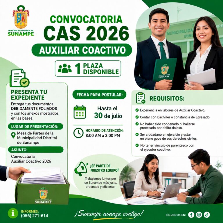 Convocatoria CAS 2026 Auxiliar Coactvo