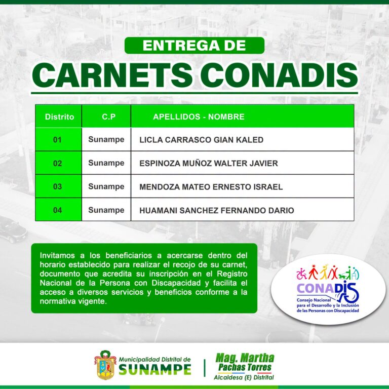 Entrega Carnet Conadis JULIO2026